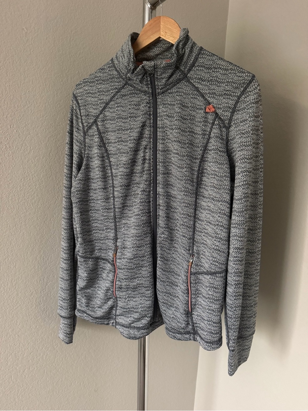 Target Women's Gray Zip-Up Sweater Jacket with Pink Trim